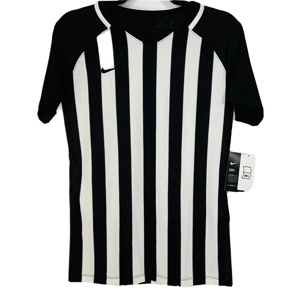Nike Striped Soccer Jersey Medium Womens Division III Black White NWT 894099-010